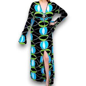 Vintage Allegra Hicks Psychedelic Kaftan Resort Wear Cover Up Dress